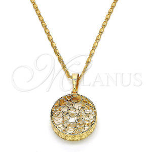 Collares con Dije 04.63.1356.18 Oro Laminado, Diseño de Corazón, con Blanca Zirconia Cubica, Diamantado, Tono Dorado (02 MM Thickness, 18 Inches Length)