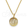 Collares con Dije 04.63.1356.18 Oro Laminado, Diseño de Corazón, con Blanca Zirconia Cubica, Diamantado, Tono Dorado (02 MM Thickness, 18 Inches Length)