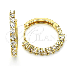 Argolla Huggie 02.210.0095.25 Oro Laminado, con Zirconia Cubica Blanca, Pulido, Tono Dorado