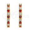 Argolla Huggie 02.210.0095.1.25 Oro Laminado, con Zirconia Cubica Granate y Blanca, Pulido, Tono Dorado