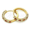 Argolla Huggie 02.210.0095.1.25 Oro Laminado, con Zirconia Cubica Granate y Blanca, Pulido, Tono Dorado