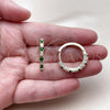 Argolla Huggie 02.210.0095.2.25 Oro Laminado, con Zirconia Cubica Verde y Blanca, Pulido, Tono Dorado