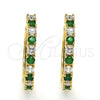 Argolla Huggie 02.210.0095.2.25 Oro Laminado, con Zirconia Cubica Verde y Blanca, Pulido, Tono Dorado