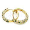 Argolla Huggie 02.210.0095.2.25 Oro Laminado, con Zirconia Cubica Verde y Blanca, Pulido, Tono Dorado