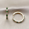 Argolla Huggie 02.210.0095.2.25 Oro Laminado, con Zirconia Cubica Verde y Blanca, Pulido, Tono Dorado