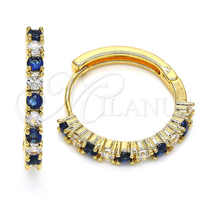 Argolla Huggie 02.210.0095.3.25 Oro Laminado, con Zafiro Azul and Blanca Zirconia Cubica, Pulido, Tono Dorado