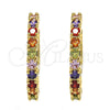 Argolla Huggie 02.210.0095.5.25 Oro Laminado, con Zirconia Cubica Multicolor, Pulido, Tono Dorado