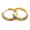 Argolla Huggie 02.210.0095.5.25 Oro Laminado, con Zirconia Cubica Multicolor, Pulido, Tono Dorado