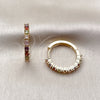 Argolla Huggie 02.210.0095.5.25 Oro Laminado, con Zirconia Cubica Multicolor, Pulido, Tono Dorado