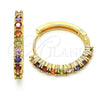 Argolla Huggie 02.210.0095.5.25 Oro Laminado, con Zirconia Cubica Multicolor, Pulido, Tono Dorado