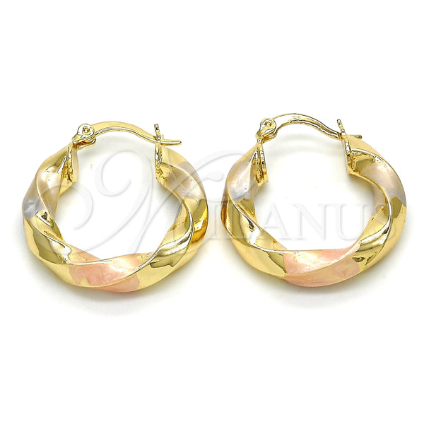 Argolla Pequeña 02.170.0042.1.25 Oro Laminado, Diseño de Torcido, Pulido, Tres Tonos