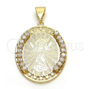 Dije Religioso 05.253.0040 Oro Laminado, Diseño de Divino Niño y Estrella, con Blanca Cristal, Pulido, Tono Dorado
