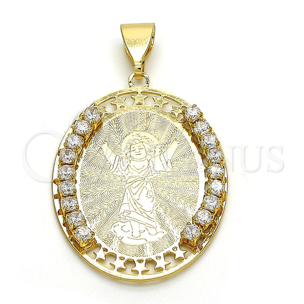 Dije Religioso 05.253.0040 Oro Laminado, Diseño de Divino Niño y Estrella, con Blanca Cristal, Pulido, Tono Dorado