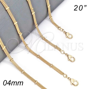 Gargantilla Basica 04.213.0106.20 Oro Laminado, Pulido, Tono Dorado (04 MM Thickness, 20 Inches Length)