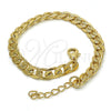 Pulsera Básica 04.213.0119.08 Oro Laminado, Diseño de Cubana Pave, Pulido, Tono Dorado (Calibre 160, Grosor 06.2 MM, 8 Pulgadas de Largo)