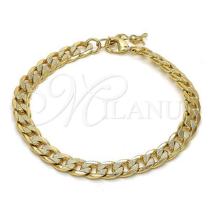 Pulsera Básica 04.213.0119.08 Oro Laminado, Diseño de Cubana Pave, Pulido, Tono Dorado (Calibre 160, Grosor 06.2 MM, 8 Pulgadas de Largo)