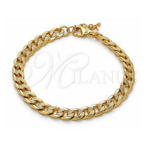 Pulsera Básica 04.213.0119.08 Oro Laminado, Diseño de Cubana Pave, Pulido, Tono Dorado (Calibre 160, Grosor 06.2 MM, 8 Pulgadas de Largo)