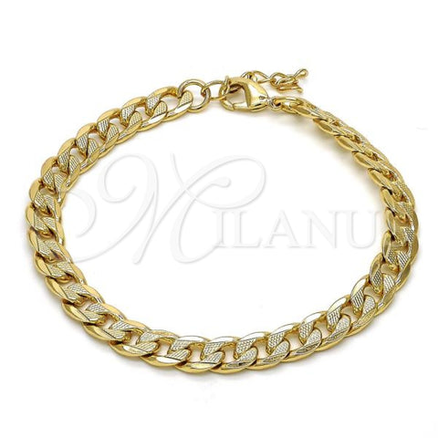 Pulsera Básica 04.213.0119.08 Oro Laminado, Diseño de Cubana Pave, Pulido, Tono Dorado (Calibre 160, Grosor 06.2 MM, 8 Pulgadas de Largo)