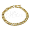 Pulsera Básica 04.213.0119.08 Oro Laminado, Diseño de Cubana Pave, Pulido, Tono Dorado (Calibre 160, Grosor 06.2 MM, 8 Pulgadas de Largo)