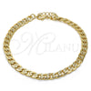 Tobillera Básica 04.213.0119.10 Oro Laminado, Diseño de Cubana Pave, Pulido, Tono Dorado (Grosor 06 MM, 10 Pulgadas de Largo)