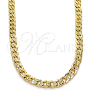 Gargantilla Basica 04.213.0119.24 Oro Laminado, Diseño de Cubana Pave, Pulido, Tono Dorado (Grosor 06 MM, 24 Pulgadas de Largo)