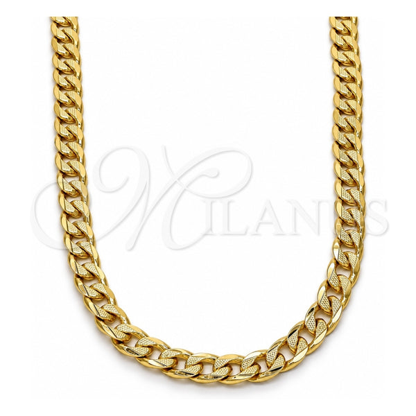Gargantilla Basica 04.213.0119.24 Oro Laminado, Diseño de Cubana Pave, Pulido, Tono Dorado (Grosor 06 MM, 24 Pulgadas de Largo)