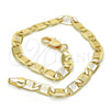 Pulsera Básica 04.63.1357.08 Oro Laminado, Diseño de Mariner, Diamantado, Tono Dorado (05 MM Thickness, 8 Inches Length)