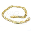 Pulsera Básica 04.63.1357.08 Oro Laminado, Diseño de Mariner, Diamantado, Tono Dorado (05 MM Thickness, 8 Inches Length)