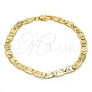 Pulsera Básica 04.63.1357.08 Oro Laminado, Diseño de Mariner, Diamantado, Tono Dorado (05 MM Thickness, 8 Inches Length)
