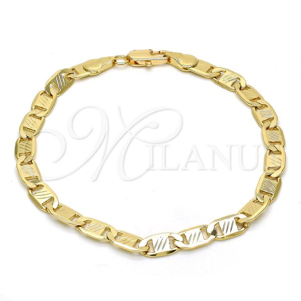Pulsera Básica 04.63.1357.08 Oro Laminado, Diseño de Mariner, Diamantado, Tono Dorado (05 MM Thickness, 8 Inches Length)