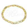 Pulsera Básica 04.63.1357.08 Oro Laminado, Diseño de Mariner, Diamantado, Tono Dorado (05 MM Thickness, 8 Inches Length)