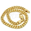 Pulsera Básica 04.63.1360.07 Oro Laminado, Diseño de Miami Cubana, Pulido, Tono Dorado (100 Gauge, Thickness, 7 Inches Length)