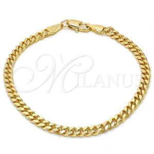 Pulsera Básica 04.63.1360.07 Oro Laminado, Diseño de Miami Cubana, Pulido, Tono Dorado (100 Gauge, Thickness, 7 Inches Length)