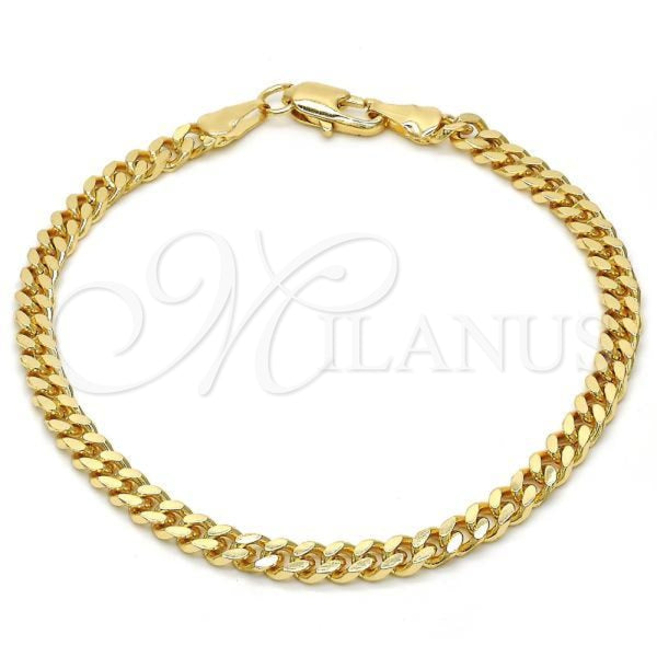 Pulsera Básica 04.63.1360.07 Oro Laminado, Diseño de Miami Cubana, Pulido, Tono Dorado (100 Gauge, Thickness, 7 Inches Length)