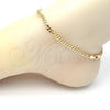 Tobillera Básica 04.63.1360.10 Oro Laminado, Diseño de Miami Cubana, Diamantado, Tono Dorado (Calibre 100, Grosor 03.6 MM, 10 Pulgadas de Largo)