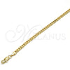 Tobillera Básica 04.63.1360.10 Oro Laminado, Diseño de Miami Cubana, Diamantado, Tono Dorado (Calibre 100, Grosor 03.6 MM, 10 Pulgadas de Largo)