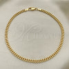 Tobillera Básica 04.63.1360.10 Oro Laminado, Diseño de Miami Cubana, Diamantado, Tono Dorado (Calibre 100, Grosor 03.6 MM, 10 Pulgadas de Largo)