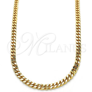 Gargantilla Basica 04.63.1360.24 Oro Laminado, Diseño de Miami Cubana, Pulido, Tono Dorado (100 Gauge, Thickness, 24 Inches Length)