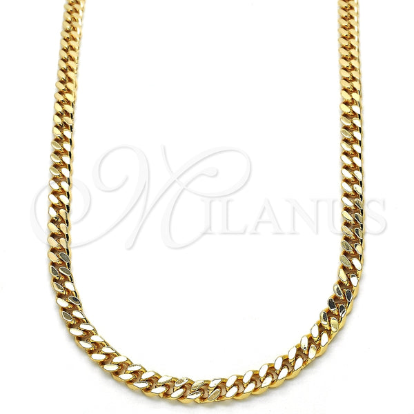 Gargantilla Basica 04.63.1360.24 Oro Laminado, Diseño de Miami Cubana, Pulido, Tono Dorado (100 Gauge, Thickness, 24 Inches Length)