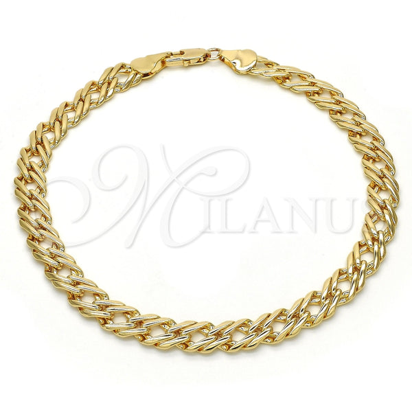 Tobillera Básica 04.63.1362.10 Oro Laminado, Pulido, Tono Dorado (Grosor 07 MM, 10 Pulgadas de Largo)