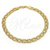 Tobillera Básica 04.63.1362.10 Oro Laminado, Pulido, Tono Dorado (Grosor 07 MM, 10 Pulgadas de Largo)