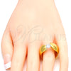 Anillo Multi Piedra 01.309.0001.08 Acero Inoxidable, con Blanca Zirconia Cubica, Pulido, Tono Dorado (Size 8)