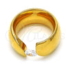 Anillo Multi Piedra 01.309.0001.09 Acero Inoxidable, con Blanca Zirconia Cubica, Pulido, Tono Dorado (Size 9)