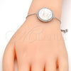 Pulsera Elegante 03.313.0011.1.10 Rodio Laminado, con Micro Pave Blanca, Pulido, Rodinado (Grosor 01 MM, 10 Pulgadas de Largo)