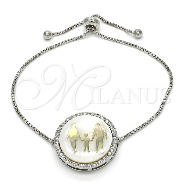Pulsera Elegante 03.313.0011.1.10 Rodio Laminado, con Micro Pave Blanca, Pulido, Rodinado (Grosor 01 MM, 10 Pulgadas de Largo)