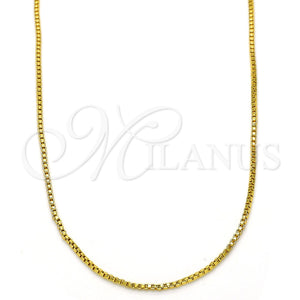 Gargantilla Basica 04.313.0009.28 Oro Laminado, Diseño de Box, Pulido, Tono Dorado (01 MM Thickness, 28 Inches Length)