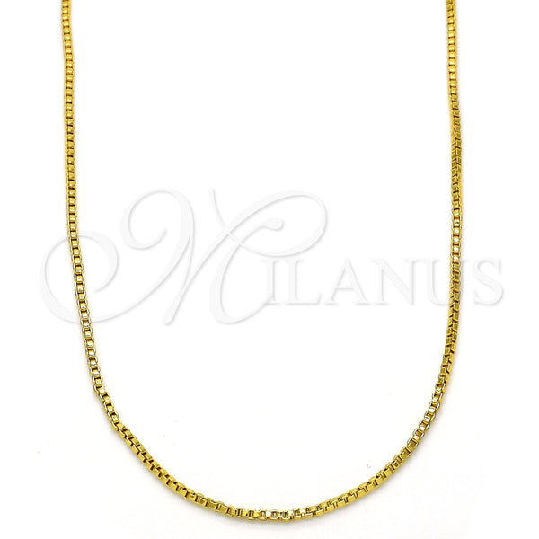 Gargantilla Basica 04.313.0009.28 Oro Laminado, Diseño de Box, Pulido, Tono Dorado (01 MM Thickness, 28 Inches Length)