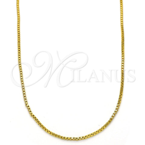 Gargantilla Basica 04.313.0009.28 Oro Laminado, Diseño de Box, Pulido, Tono Dorado (01 MM Thickness, 28 Inches Length)