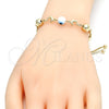 Pulsera Bolo Ajustable 03.63.1835.1.10 Oro Laminado, Diseño de Delfín y Ojo Griego, Esmaltado Blanco, Tono Dorado (01 MM Thickness, 10 Inches Length)