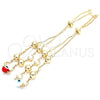 Pulsera Bolo Ajustable 03.63.1835.1.10 Oro Laminado, Diseño de Delfín y Ojo Griego, Esmaltado Blanco, Tono Dorado (01 MM Thickness, 10 Inches Length)
